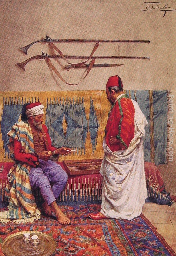 A Game of Backgammon painting - Giulio Rosati A Game of Backgammon art painting